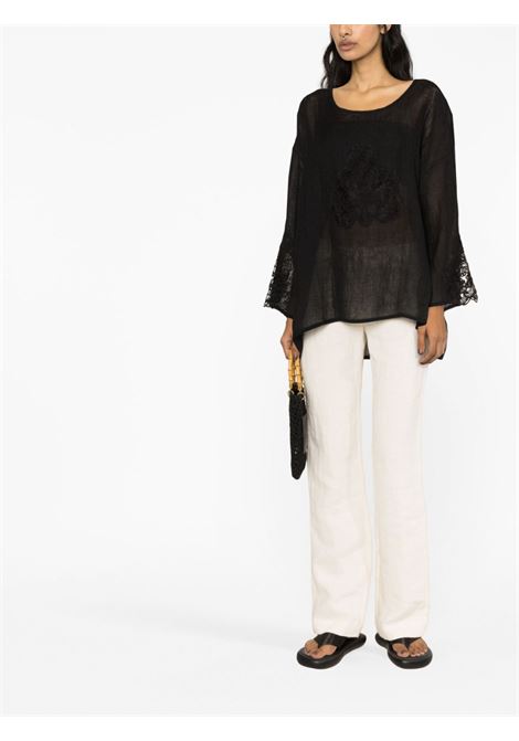 Black lace-insert blouse - women MAURIZIO | W0823027533