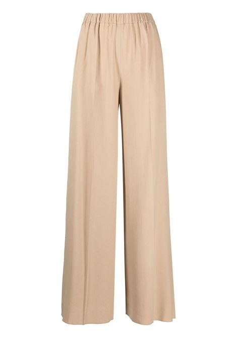 Beige pressed-crease wide-leg silk trousers - women MAXMARA | 2311311032600017