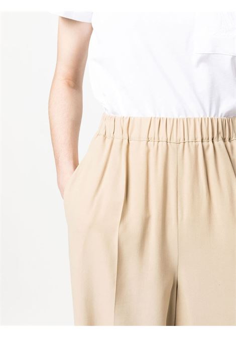 Beige pressed-crease wide-leg silk trousers - women MAXMARA | 2311311032600017