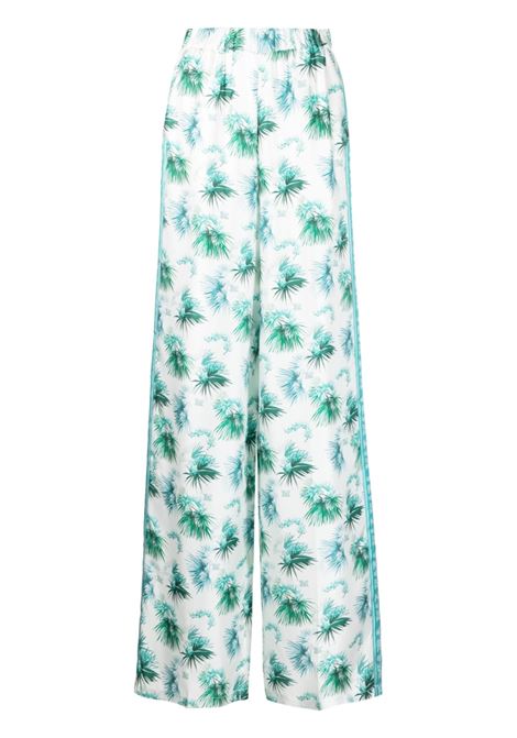 White and green floral-print trousers - women  MAXMARA | 2311311532600002