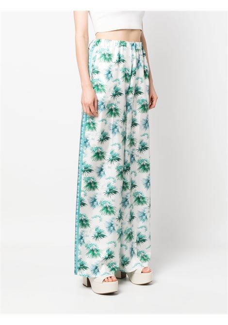 White and green floral-print trousers - women  MAXMARA | 2311311532600002