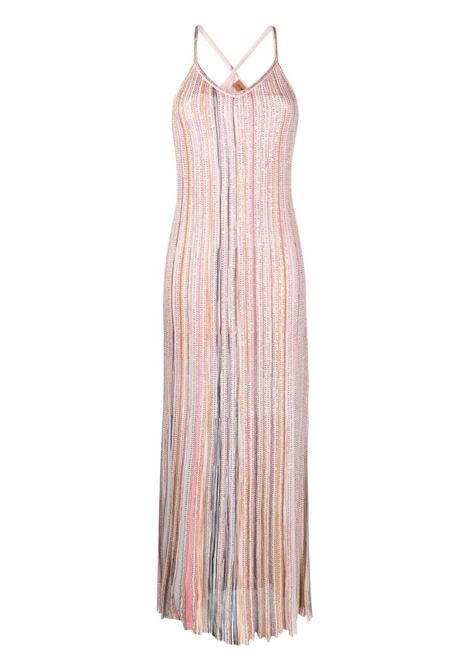 Pink striped scoop-neck maxi dress - women MISSONI | DS23SG4MBK023RS30B0