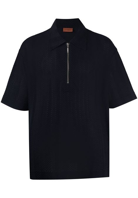 Blue half-zip chevron polo shirt - men MISSONI | US23S200BR00JC93838