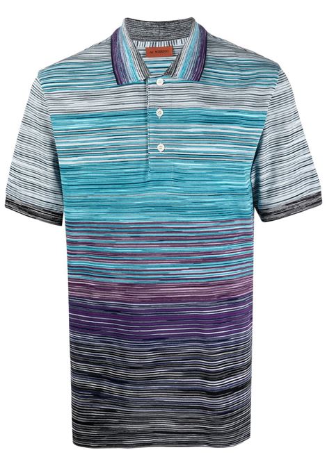 Blue and multicolour gradient-effect polo shirt - men MISSONI | US23S20HBJ0014FM126