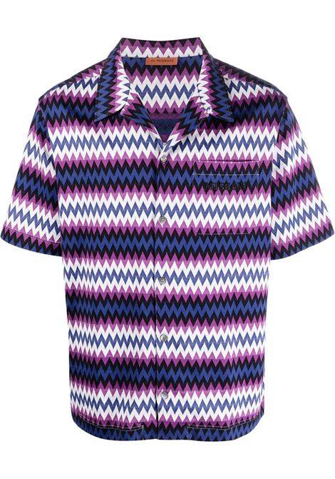 Multicolour logo-embroidered zigzag-print shirt - men MISSONI | US23SJ0PBJ00BFS505X