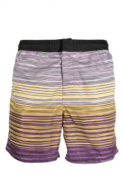 Multicolour stripe-print elasticated-waistband swim shorts - men MISSONI | US23SP04BW00M6F500R