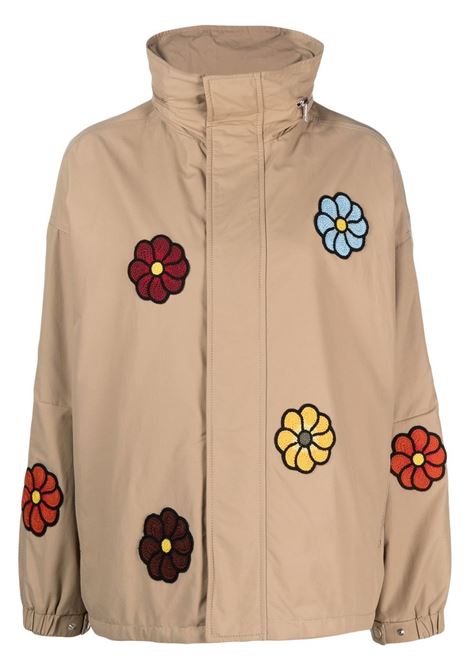 Beige macram? flower-embroidery hooded jacket - women MONCLER X JW ANDERSON | 1A00001M2844236