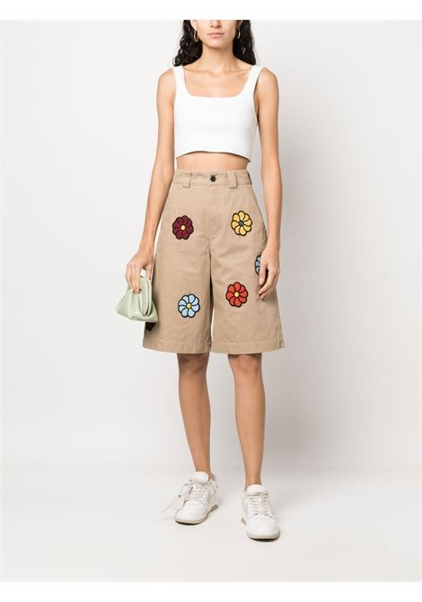 Beige macram? flower-embroidery bermuda shorts - women MONCLER X JW ANDERSON | 2B00001M2731236
