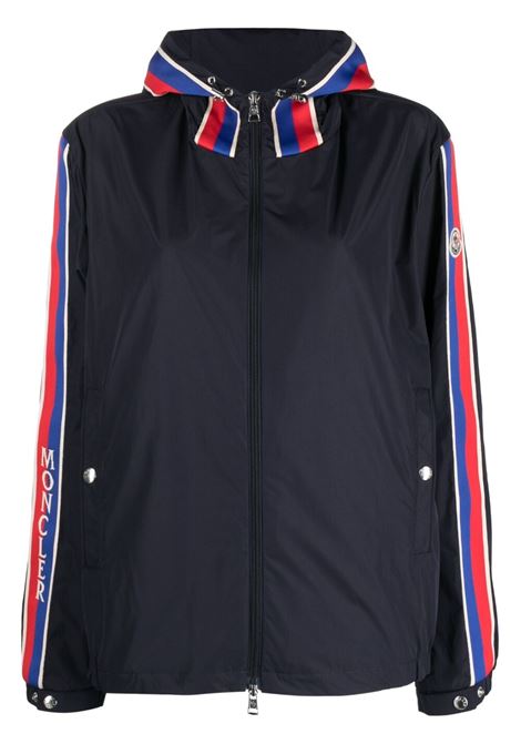 Blue stripe-detail hooded jacket - men MONCLER | 1A0017354A9174S
