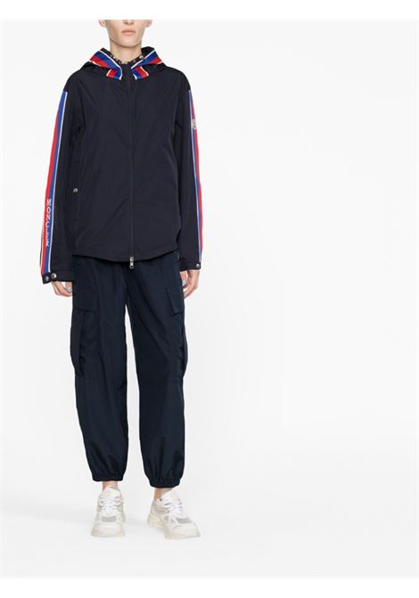 Blue stripe-detail hooded jacket - men MONCLER | 1A0017354A9174S