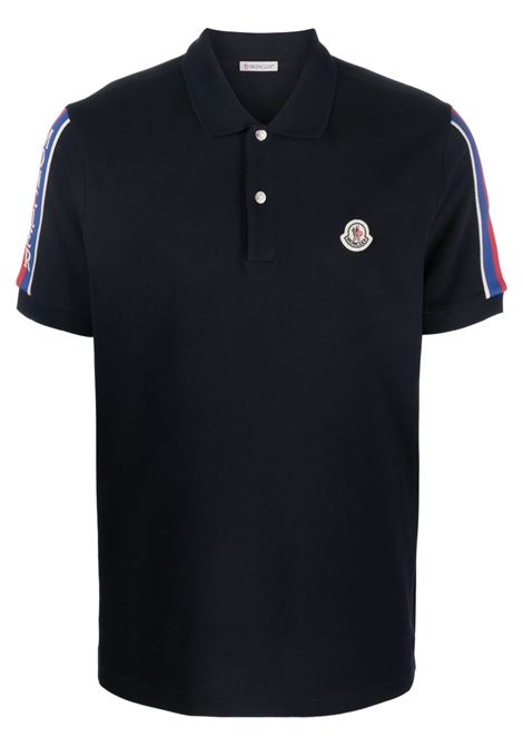 Blue logo-patch polo shirt - men MONCLER | 8A00020899UR77X