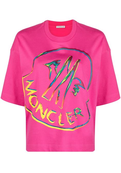Pink logo-print T-shirt - women MONCLER | 8C00026899SP536