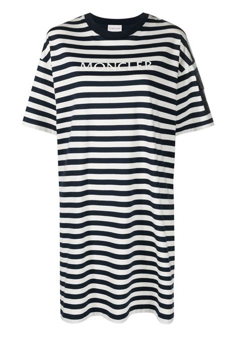 White and blue  logo-print striped T-shirt dress - women MONCLER | 8I0001889A1NF07