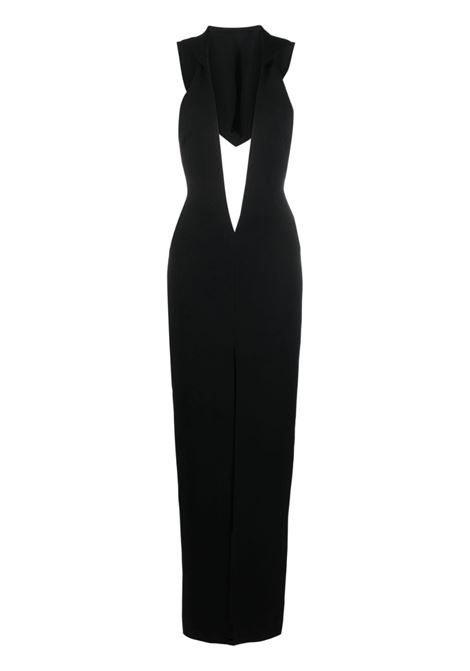 Black V-neck hooded gown - women MONOT | MONOTSS23805BLK