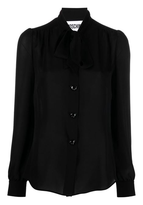Black pussy-bow shirt - women  MOSCHINO | A020905370555