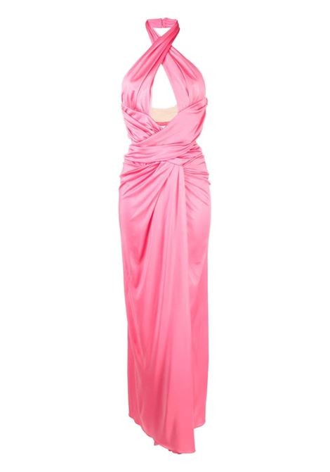 Pink draped halterneck maxi dress - women MOSCHINO | A043704390208