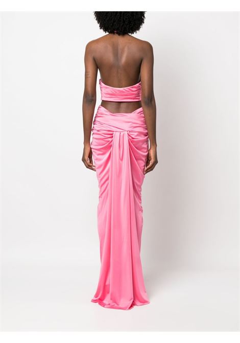 Pink draped halterneck maxi dress - women MOSCHINO | A043704390208