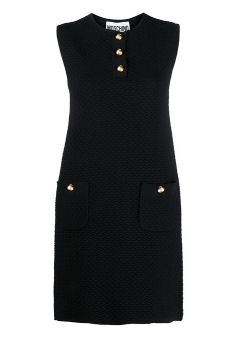 Black buttoned-collar jacquard knitted dress - women MOSCHINO | A049005050555