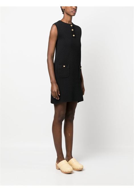 Black buttoned-collar jacquard knitted dress - women MOSCHINO | A049005050555