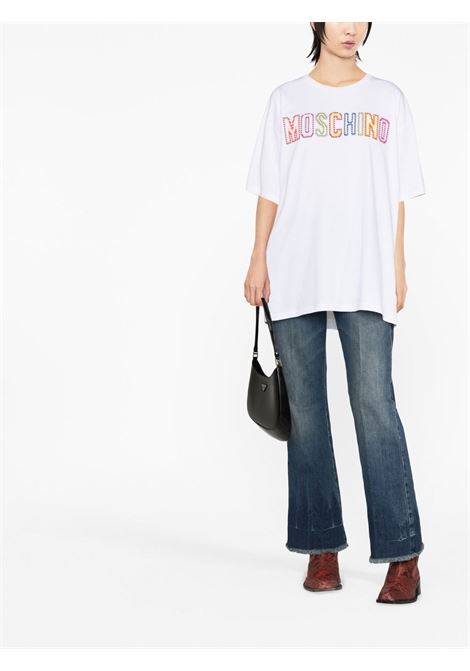 Short sleeve t-shirt with logo in white - women MOSCHINO | A070105412001