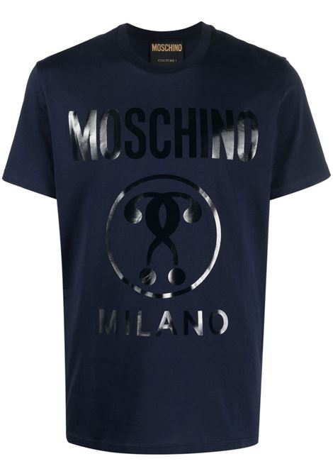 T-shirt con stampa in blu - uomo MOSCHINO | A070320410290
