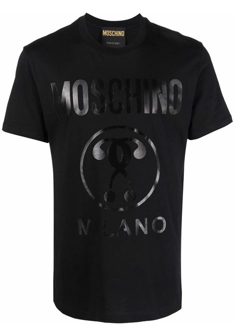T-shirt con stampa in nero - uomo MOSCHINO | A070320410555