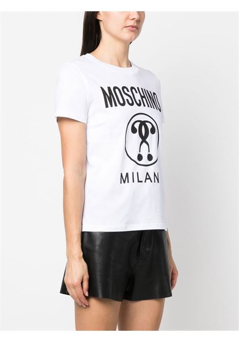 T-shirt stampa logo in bianco - donna MOSCHINO | A071405411001