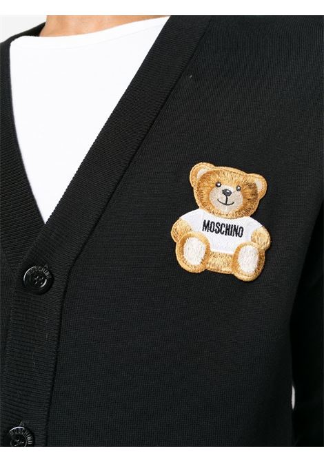 Cardigan con applicazione Teddy Bear in nero - uomo MOSCHINO | A090420010555