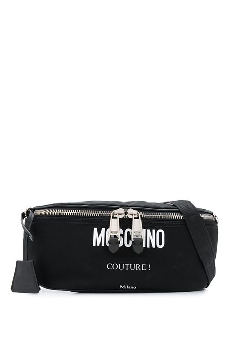 Black logo print belt bag - unisex MOSCHINO | A770482012555
