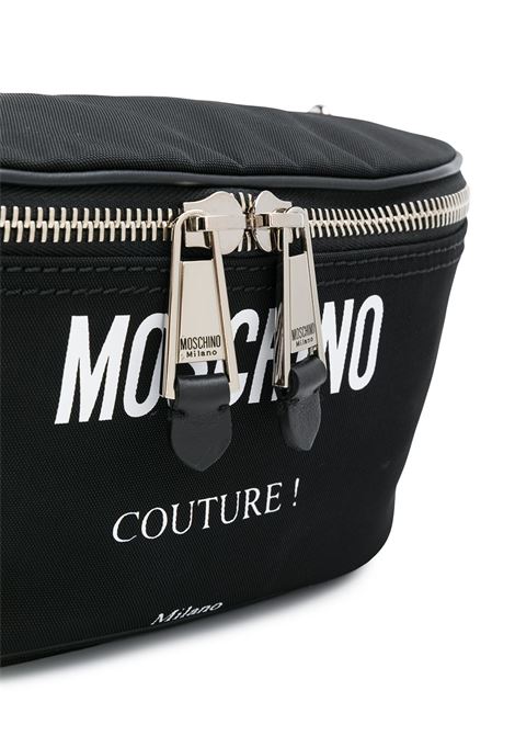 Black logo print belt bag - unisex MOSCHINO | A770482012555
