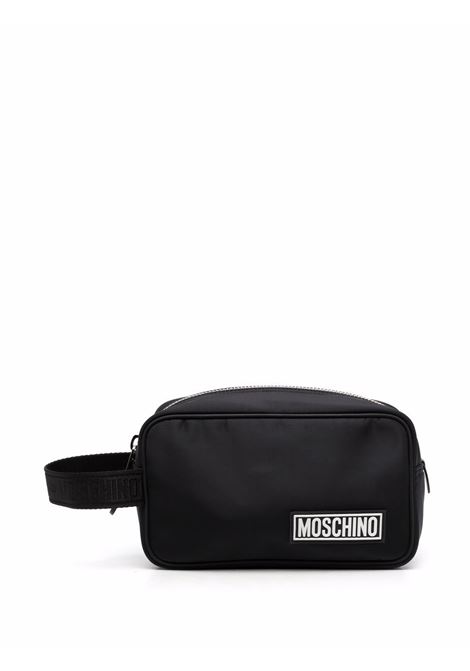 Black and white logo-patch two-tone hand bag - men MOSCHINO | A841382042555