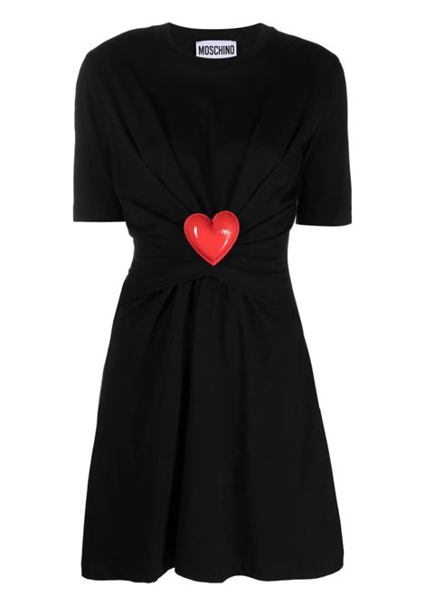 Black heart-appliqu? gathered T-shirt dress - women MOSCHINO | J041204410555