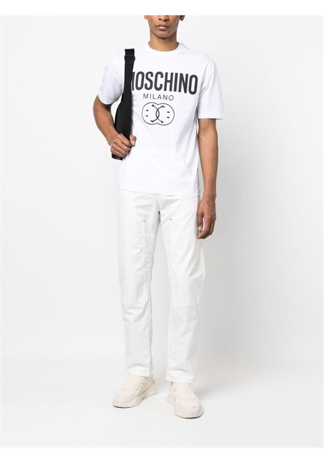 T-shirt con stampa in bianco - uomo MOSCHINO | J072520411001