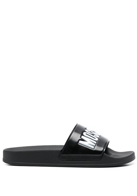Slides with logo in black - women MOSCHINO | MA28022G1GM10000