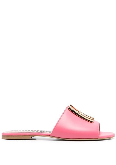 Slides with gold logo in pink - women MOSCHINO | MA28101C1GMF0600