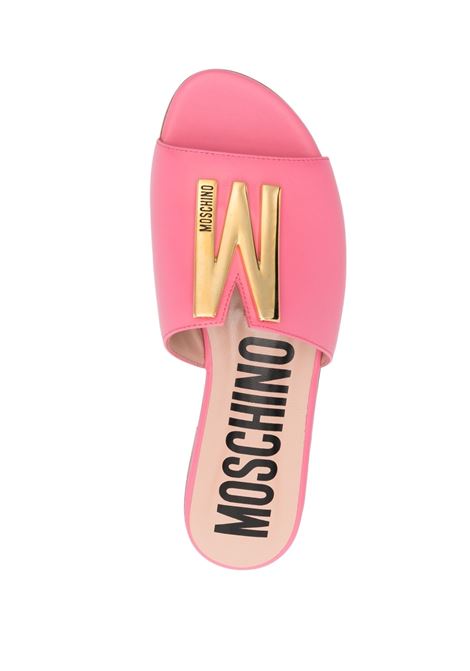 Slides with gold logo in pink - women MOSCHINO | MA28101C1GMF0600