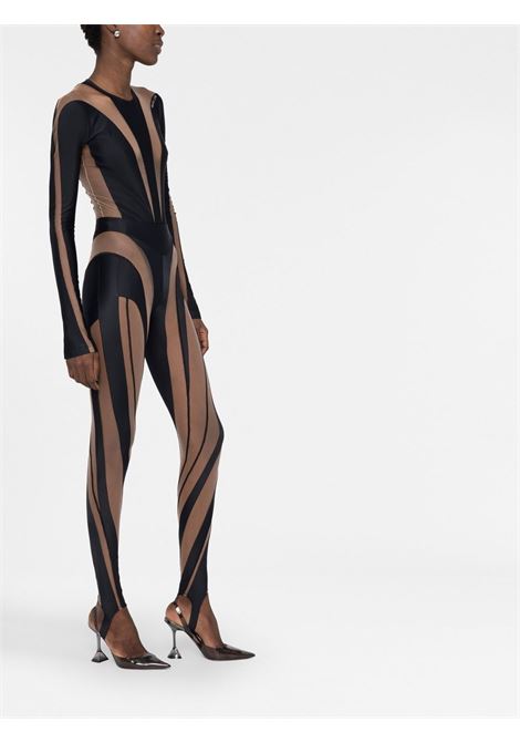 Black and beige paneled design bodysuit - women  MUGLER | 23S1BO015684219991