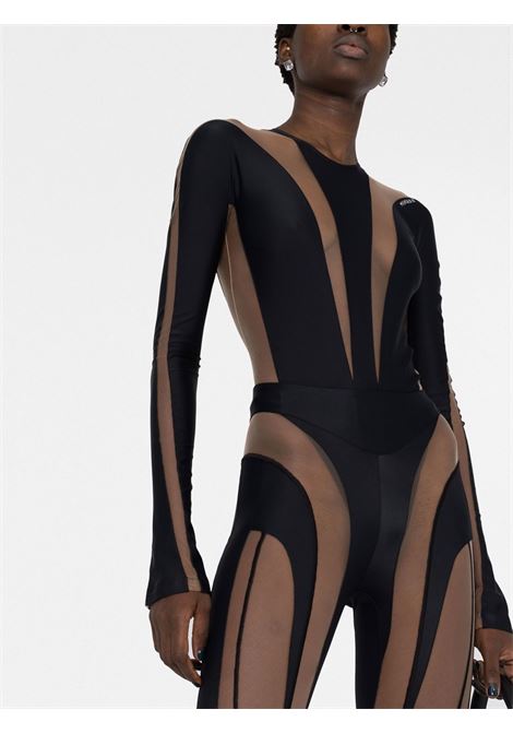 Black and beige paneled design bodysuit - women  MUGLER | 23S1BO015684219991
