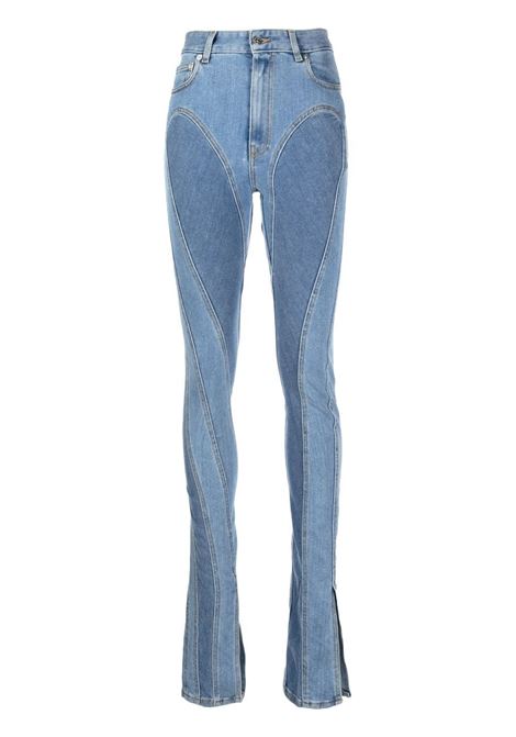 Jeans con design a pannelli in blu - donna
