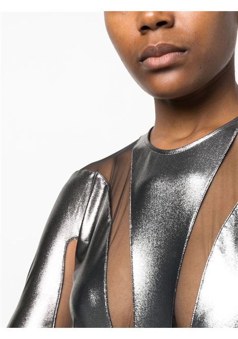Silver mesh-panel bodysuit - women  MUGLER | 23S1BO0156856B9199