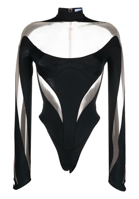 Black panel design bodysuit - women  MUGLER | 23S1BO019284219991