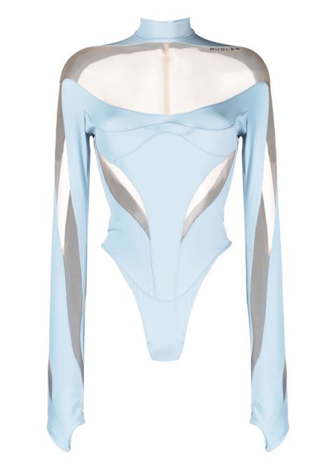 Light blue panel design bodysuit - women  MUGLER | 23S1BO0192842B2901