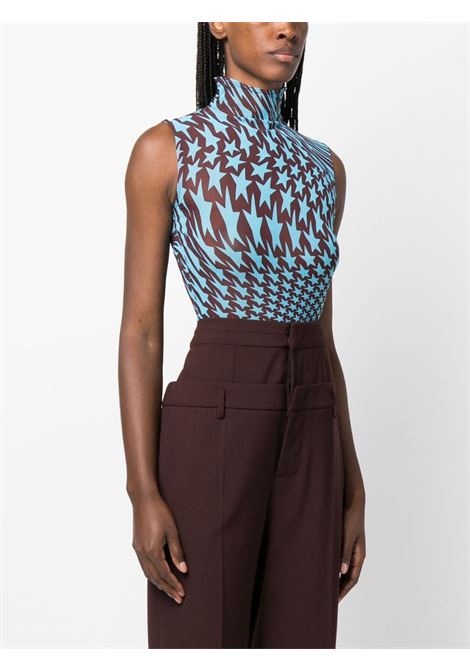 Blue star-print mesh bodysuit - women MUGLER | 23S1BO0196585MS806