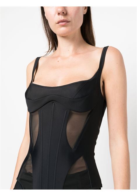Black illusion panelled corset top - women  MUGLER | 23S1CT0101691B1919