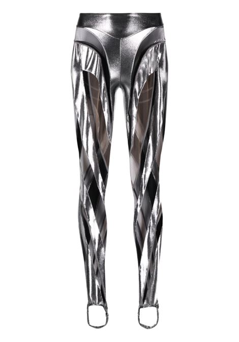 Leggings con design a pannelli in argento - donna MUGLER | 23S1PA0333856B9199