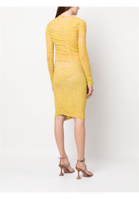 Yellow and orange star-print midi dress - women MUGLER | 23S1RO1372585MS805