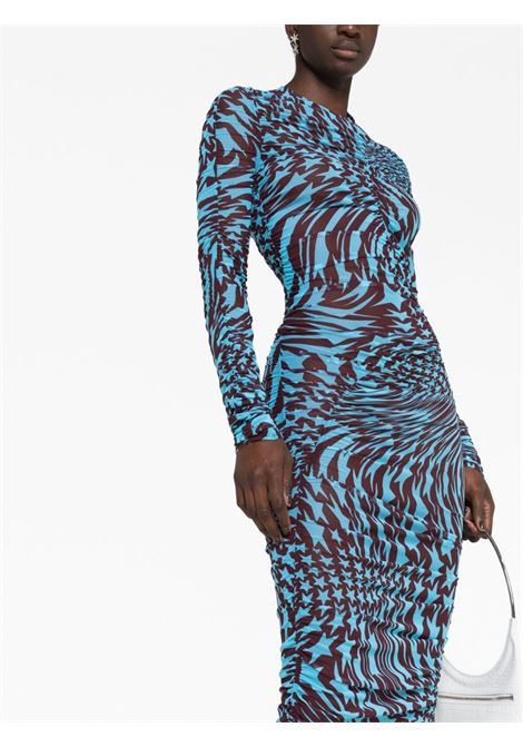 Blue and black star-print dress - women  MUGLER | 23S1RO1372585MS806
