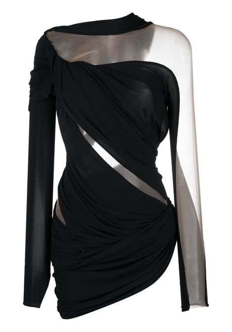 Black cut-out asymmetric minidress - women MUGLER | 23S1RO147360A19991