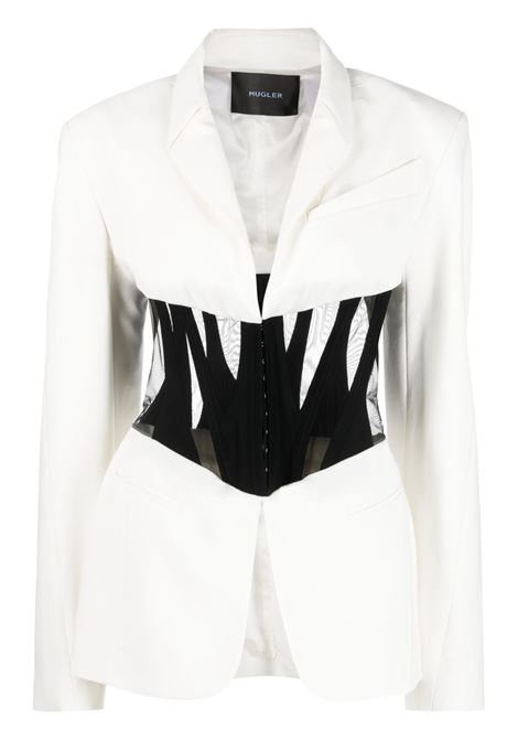 White Iconic single-breasted corset-detail blazer - women MUGLER | 23S1VE0370182B1914