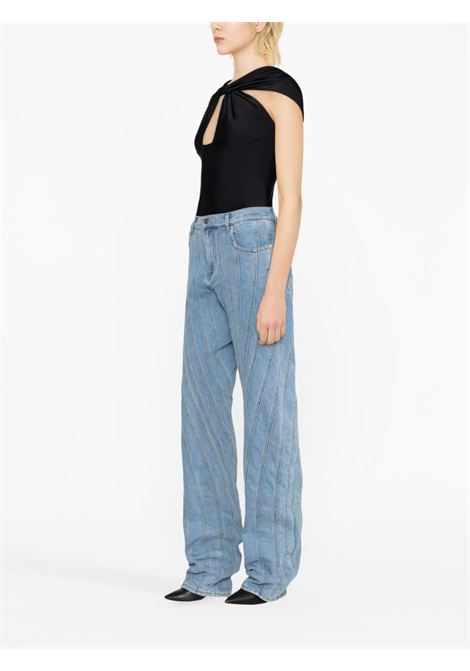 Light blue straight-leg sem-detail jeans - women  MUGLER | 23S6PA03272112905